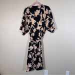 Maison Du Soir Black Tan Floral Bathrobe Women’s S/M Short Sleeve Size M Photo 1