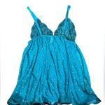 NOS Spree Intimates Plus Size Teal Sheer Sequin Lace Lingerie Mini Slip Dress Blue Photo 2