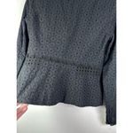 CAbi  Flamenco Black Eyelet Lace Ruffle Trim Button Front Blazer 0 Photo 8