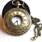 Source Unknown Antique Style Brass Tone Etched Pendant Pocket Watch Link Chain Working Necklace Photo 0