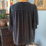 Ann Taylor Navy and White Shirred Split Neck Popover – Size Small Photo 5