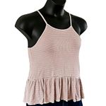 NWOT American Eagle White Purple Striped Ruffle Hem Tank Top XS Photo 3