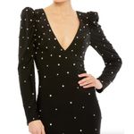 Mac Duggal  55797 Black Rhinestone Encrusted Long Sleeve V-Neck Jersey Gown sz 6 Photo 5