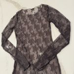 Free People NWT Lady Lux Maxi Sheer Lace Slip Dress Womens Medium Dark Gull Gray Photo 4