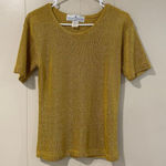 Vintage La Costa Spa Gold Metallic Knit Top – Made in USA Small Photo 0