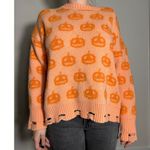 GeeGee Unique Oversized Orange Pumpkin Halloween Fall Sweater Fits like Size Medium Photo 2