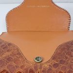 Vintage Womens Genuine Alligator Skin Leather Clutch Purse Cognac Brown Handmade Photo 12