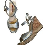 Prada Silver Glitter Cork Wedge Sandal, Sz 40 Photo 0