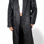 Black leather trench coat, oversized fit #leatherjacket Size M Photo 1