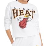 Hybrid Apparel Miami Heat Cropped Sweatshirt NBA Basketball White Raw Hem Sz Medium Merchandise Photo 0