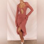 House Of CB 'Reine' Rose Real Silk Ruffle Midi Dress NWOT size M Photo 8