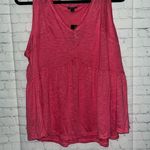 Torrid Pink Sleeveless V-Neck Peplum Top Plus Size Blouse Tank Crochet Trim NEW Photo 0