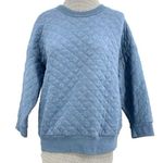 Gap  Sweatshirt Heathered Blue Quilted Diamond Pullover 3/4 Sleeve Cozy Top M Photo 0