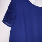 Talbots Elegant Sapphire Blue Midi Beaded Short Sleeves Event Dress 12 NWT Photo 2