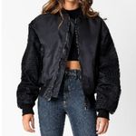 💕LF CARMAR💕 Black Oversized Mesh Bomber Jacket Size M Photo 2