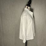 Design History  100% Cotton White Button-Up Blouse Knit Shoulder Size Large Photo 10