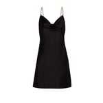 Alice + Olivia Harmony Chain-trimmed Satin Drapey Slip Black Mini Dress sz 8 Photo 11