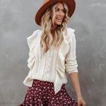 Elan  Josalee Button Front Knit Ruffle Cream Cardigan Sweater Small MSRP $160‎ Photo 1