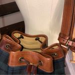 Ralph Lauren Black Watch Plaid LRG Leather Canvas Drawstring Bucket Shoulder Bag Photo 7