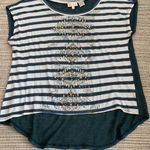 Miss Me Blue Striped Studded Top L Photo 0