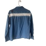 Haik's Vintage‎ 90s Medium Denim Cottage Lace Rose Floral Embrodered Button Up Blue Photo 7