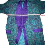 Victoria's Secret Vintage Gold Label Teal & Purple Paisley Robe Petite Small PS Photo 7