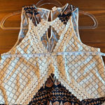 Melrose and Market  boho peplum tank w/tribal print, crochet details & chest cutout Photo 8