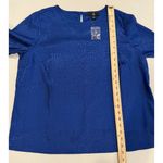 Jason Wu NEW  Top Womens Medium Blue Long Sleeve Workwear Textured Quiet Luxury Photo 4