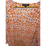 Mario Serrani  Women's Orange & Pink Cherry Blossom Floral‎ Blouse V-Neck, Medium Photo 2