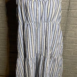 Aerie ‎ Womens Blue White Striped Sleeveless Ruched Tiered Maxi Dress Size XL Photo 0