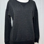American Eagle  Outfitters Black Metallic Pullover Top Long Sleeve Slit‎ Sides M Photo 0