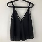 Free People  Black V-Neck Lace Trim Sleeveless Top Womens S flowy oversized boho Photo 3