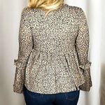 Peach Love California NEW NWT Tan Brown Black Dotted Long Bell Sleeve Blouse S Photo 2