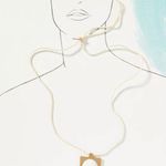 Anthropologie NWT  Large Square Stone Pendant Necklace Rope Tie Photo 2