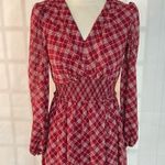 Gal Meets Glam Robyn maroon plaid long sleeve maxi dress size 0 Photo 3
