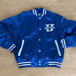 Artex Varsity Bomber Jacket Satin Univerity at Buffalo Size L Blue Size L Photo 0