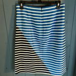 J.Crew Asymmetrical Striped Navy Blue, Cream & Light Blue Skirt | Size 6 Photo 1