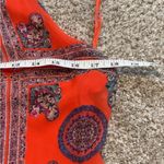 LULU’s Social Philosophy Coral Red Print Halter Tie Back Dress size Large Orange Photo 10