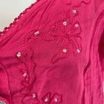 Vintage Coline Button Front Dress Medium Pink Embroidered Sequin Beaded Coquette Photo 2