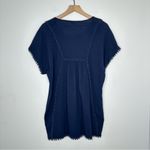 J.Crew Navy Pom Pom Tunic Swim Suit Cover Up Dress XS 100% Cotton Boho Peasant Photo 8