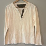 Ralph Lauren LAUREN Off White Long Sleeve Women’s T-shirt with Brown Suede Med Photo 0