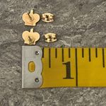 Vintage Estate Gold Tone Red Cloisonné Crown Post Earrings Photo 4