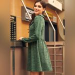 Modcloth  Emerald Green Touched by Time Ruffle Accent Buffalo Plaid Bow M NWT Photo 1