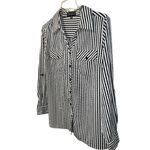Elementz  Black and white striped button up blouse. New! Photo 3