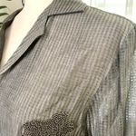 ZARA  ZW COLLECTION FLORAL EMBROIDERED PAJAMA SHIRT in Gray Photo 6