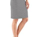 Toad & Co Paseo Ponte Knit Striped Pencil Skirt Pull-On Stretch Zip Pocket Large Photo 0