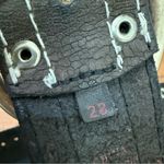 Lucky Brand  Black Crackle Leather Solid Brass Buckle Studded Unisex Belt Size 28 Photo 15