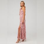 For Love & Lemons  Raya Pink Velvet Rosette Rose‎ Floral Maxi Dress Size M Photo 2