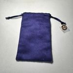 Tory Burch Blue Velvet Jewelry Pouch Drawstring Logo Charm Dust Bag 8cm x 12.5cm Photo 1