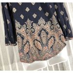 Lucky Brand  women 1/2 button down top small Blue Pink Paisley Bohemian Shirt Photo 6